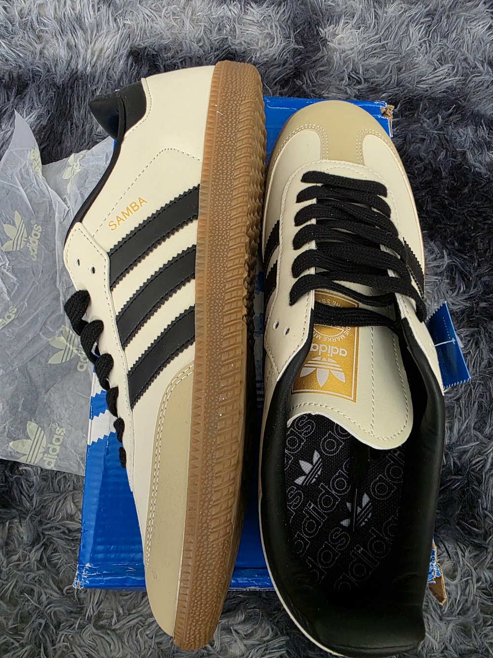 Adidas Samba Vegan Shoes Cream Black Men's Size 9.0 NWOT - Picture 4 of 10